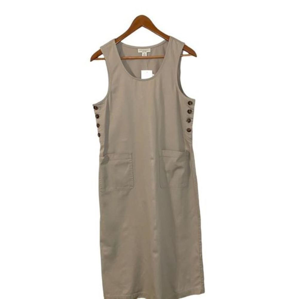 Appleseed’s khaki tank front pockets side‎ buttons jumper dress